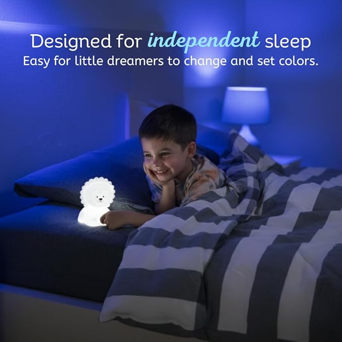 Lumipets Remote Control Silicone Night Light for Kids - Lion Design with 9 Soft Colors & Sleep Timer - Rechargeable, Battery-Operated Lamp for Bedroom | Baby Nursery, Toddler, Girls, Boys