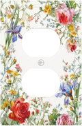 Decorative Outlet Covers Rustic Red Flower Garden Floral 1 Gang Duplex Light Switch Cover Plate Unique Wall Plates for Electrical Outlets Switch Plate Covers for Country Home Decor