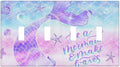 Purple Mermaid Tail Scales 4 Gang Quad Toggle Device Light Switch Cover Decorative Wall Plate Decorative Electrical Faceplate Outlet Cover