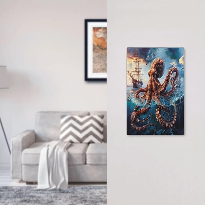 Light Switch Covers Deep Ocean Octopus Sailboat Sea Monster Decorative Switch Plates 1 Gang Blank No Device Outlet Covers Electrical WallPlates for Bathroom Bedroom Decor