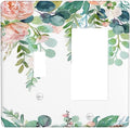 Green Eucalyptus Leaves Floral Watercolor Flower Outlet Covers 1 Toggle 1 Rocker Combination Decorative Wall Plate Electrical Switch Plates Light Switch Cover Plate for Bed Room Living Room Decor