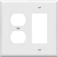 ENERLITES Combination Duplex Receptacle Outlet/Decorator Rocker Light Switch Wall Plate Cover, Midway Size 2-Gang 4.88" x 4.92", Polycarbonate Thermoplastic, UL Listed, 882131M-W, White