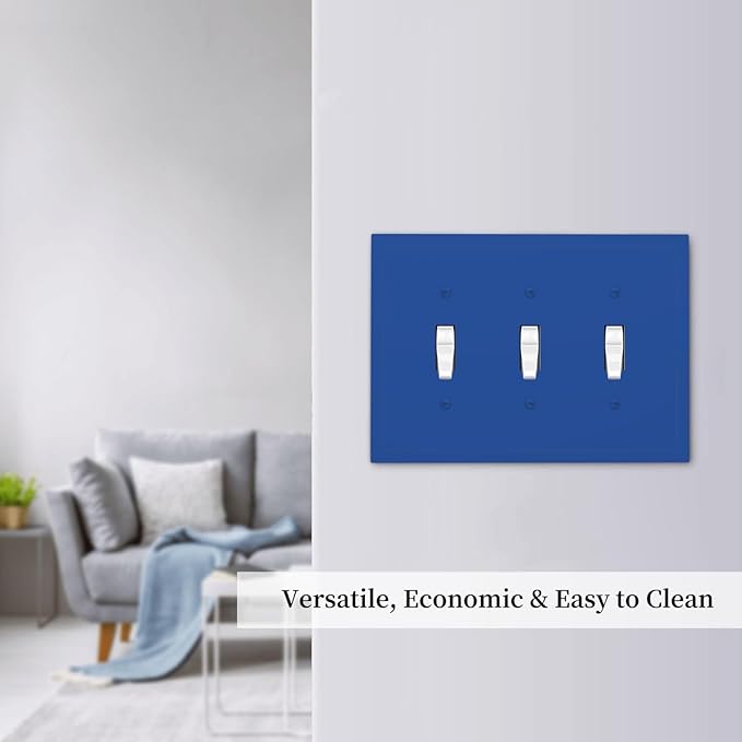 Blue 3 Gang Light Switch Plate Decorative Triple Toggle Wall Plate Cover Electrical Faceplate Switch Face Plate