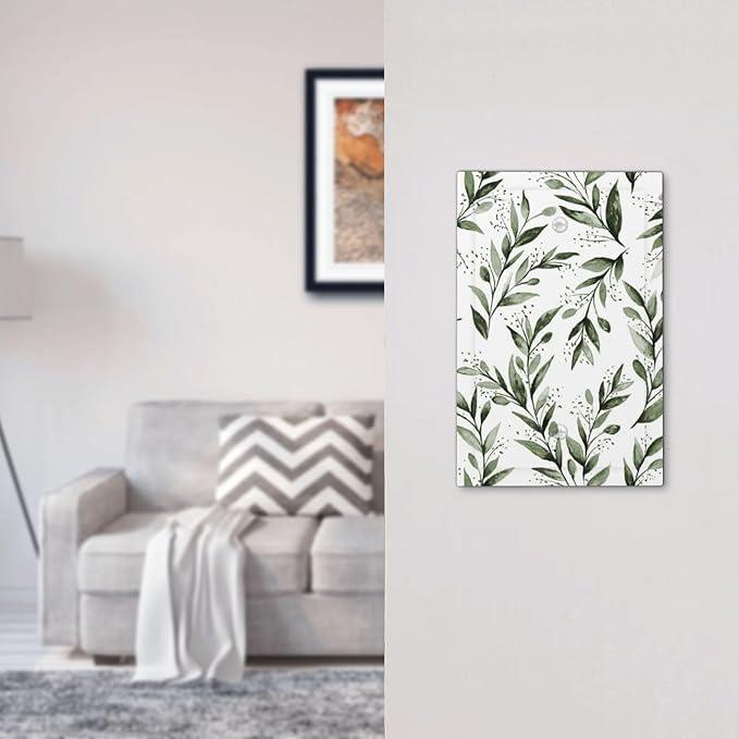 Green Leaf Olive Leaf Sage Floral Light Switch Cover Plate 1 Gang No Device Blank Electrical Wall Plates Faceplate Decorative Switch Plate Covers for Bedroom Living Room Decor