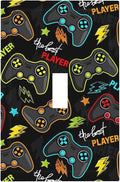 Funny Graffiti Video Games Controller Gaming Gamer Teen Kids Boys Gamepad 1 Gang Single Toggle Outlet Light Switch Wall Plate Outlet Cover Electrical Faceplate Decorative Switchplate Playroom Decor