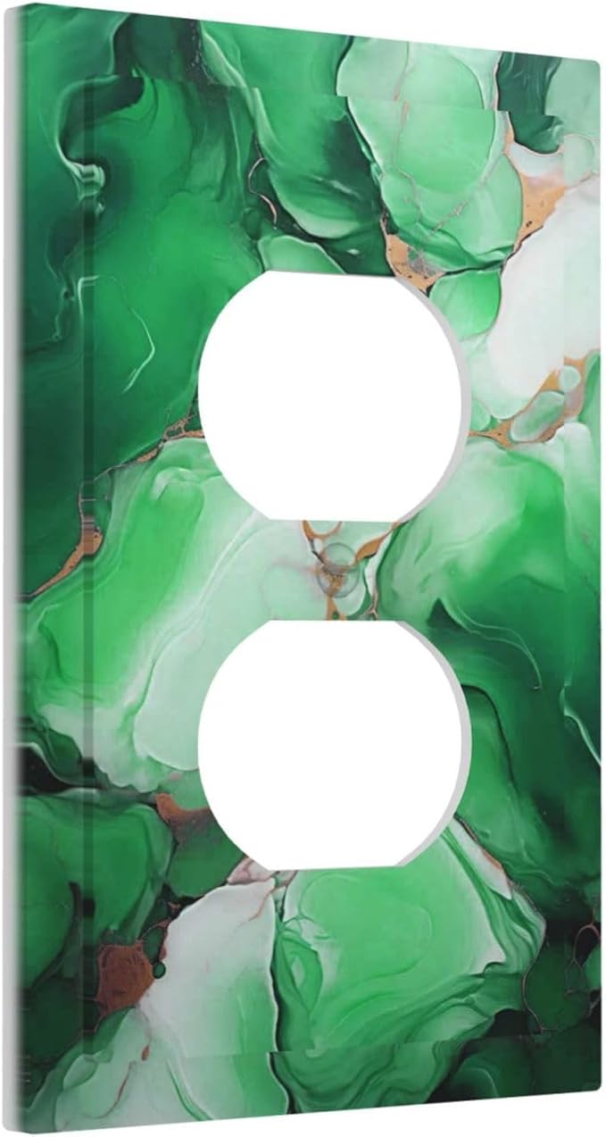 Decorative Outlet Covers Abstract Luxury Emeralds Green Gold MarbleTextures 1 Gang Duplex Light Switch Cover Plate Wall Plates for Electrical Outlets Electrical Switchplate Face Plate