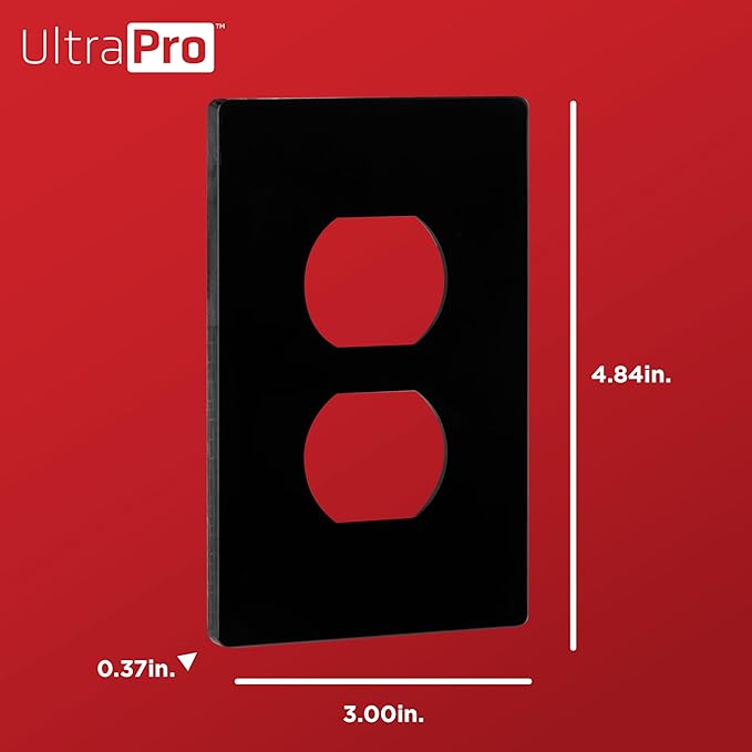 UltraPro Screwless Duplex Receptacle Wallplate, 1-Gang, Modern Snap-On Cover, Child-Safe, Durable Polycarbonate, Easy DIY Installation, Black, 84462