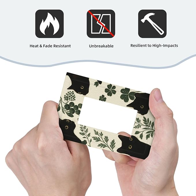 Decorative Outlet Covers Funny Black Cat Green Leaf 1 Gang Rocker Light Switch Cover Plate Single Wall Plates for Electrical Outlets Switch Plate Covers Faceplate for Bedroom Home Decor