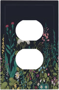 Boho Garden Flowers Weeds Floral Wildflowers Outlet Covers 1 Gang Duplex Light Switch Cover Decorative Switch Plates Electrical Receptacle Faceplate Wall Plate for Bedroom Living Room Decor