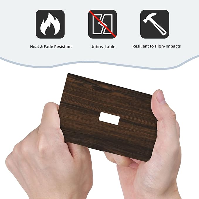 Light Switch Cover Plate Dark Brown Wood Grain Rustic Country Wooden 1 Gang Wall Plate Cover Single Toggle Outlet Covers Decorative Switch Plate Covers Electrical Faceplate for Farmhouse Home