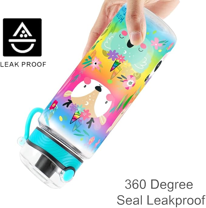 Home Tune Cute Water Bottle for School Kids Girls, BPA FREE Tritan & Leak Proof & Easy Clean & Carry Handle, 23oz/ 680ml (Deer)