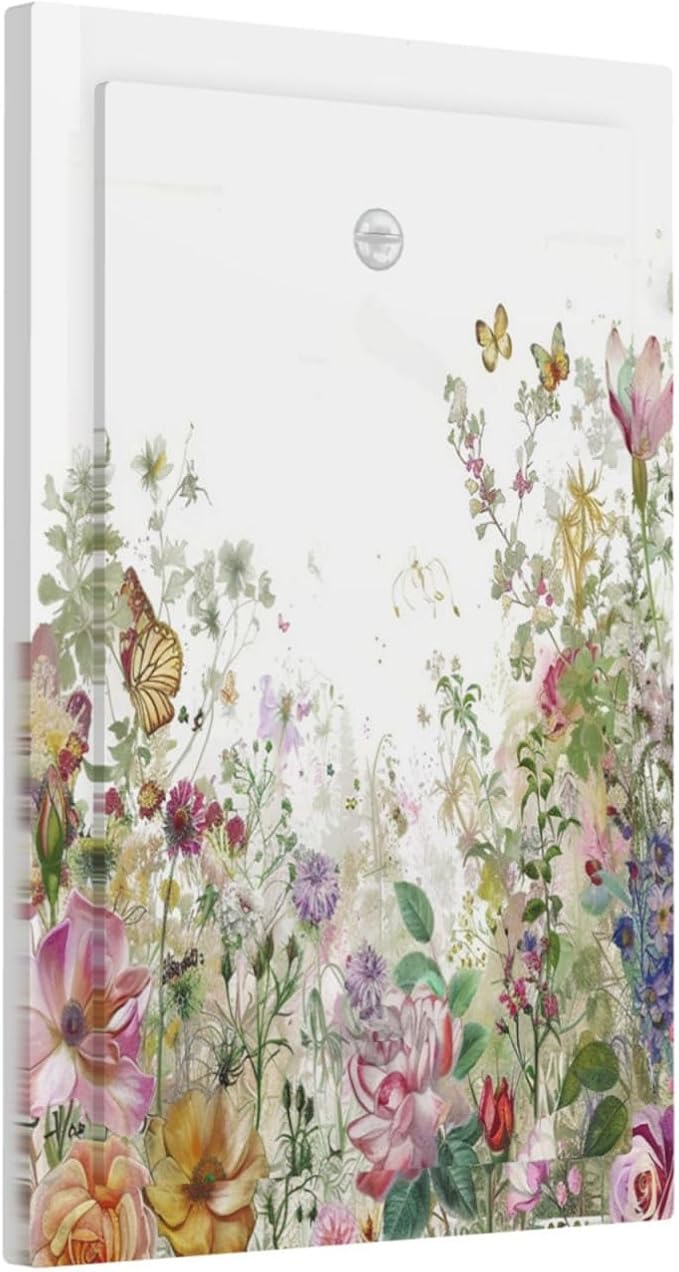 Light Switch Cover Plate Boho Wildflower Colorful Floral Butterfly 1 Gang No Device Blank Electrical Wall Plates Faceplate Decorative Switch Plate For Bed Room Living Room Decor