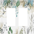 Green Tropical Palm Leaves Flower Plants Hummingbird Decorative Outlet Covers 2 Gang Double GFCI Rocker Electrical Wall Panels Light Switch Cover Plate for Bed Room Living Room Decor