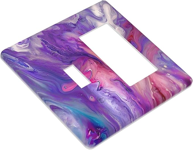 Liquid Marble Modern Abstract Texture Abstract Purple Paint Wall Art Outlet Covers 1 Toggle 1 Rocker Combination Electrical Switch Plates Light Switch Cover Plate Decorative Wall Plate for Living Room
