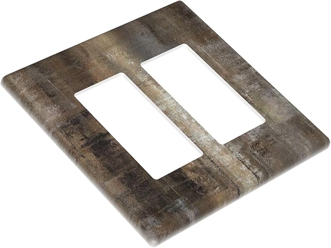 Decorative Outlet Covers Tan Brown Rustic Abstract Wood Vintage Wooden 2 Gang Double Rocker Light Switch Cover Decorative Switch plates Electrical Wallplates GFCI Receptacle for Farmhouse Home