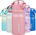 BJPKPK Stainless Steel Insulated Water Bottle with Straw Lid 14oz Reusable Metal Thermal Flask Bottles Keep Cold and Hot,Light Pink
