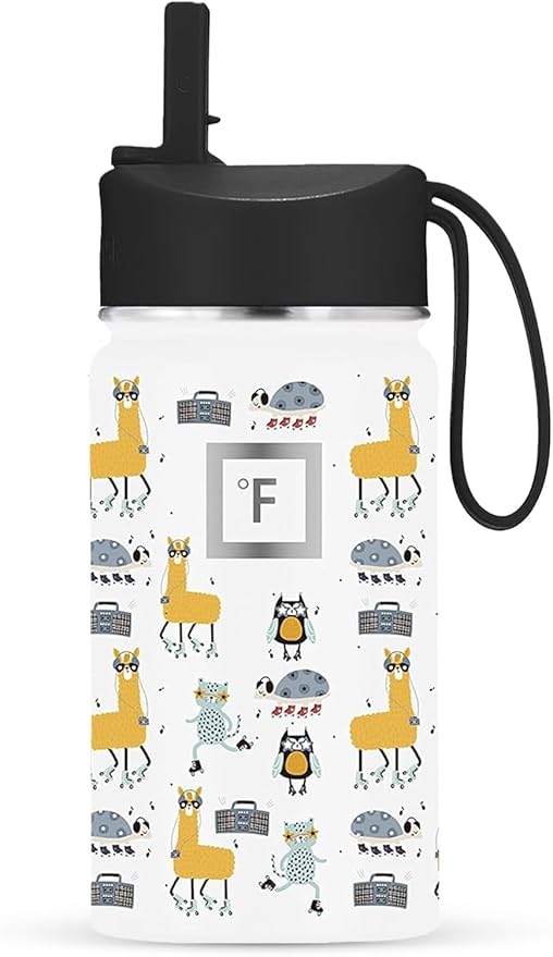 IRON °FLASK Kids Water Bottle - Straw Lid, 20 Name Stickers, Vacuum Insulated Stainless Steel, Double Walled Tumbler Travel Cup, Mug - Party Town, 14 Oz