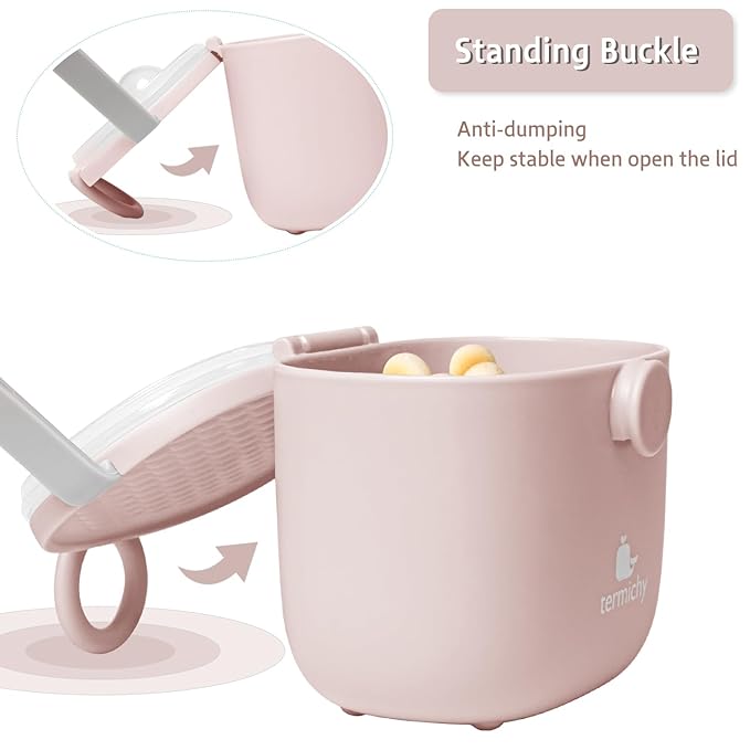 Termichy Baby Formula Dispenser, Portable Milk Powder Dispenser Container with Carry Handle and Scoop for Travel Outdoor Activities with Baby Infant, 8.8OZ, 0.55LB, 250g,500ml (Full Lightpink)