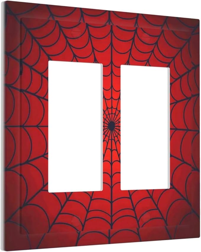 Red Spider Web Black Line Simplicity Decorative Outlet Covers 2 Gang Double Gfci Rocker Electrical Wall Panels Light Switch Cover Plate For Kids Room Home Decor