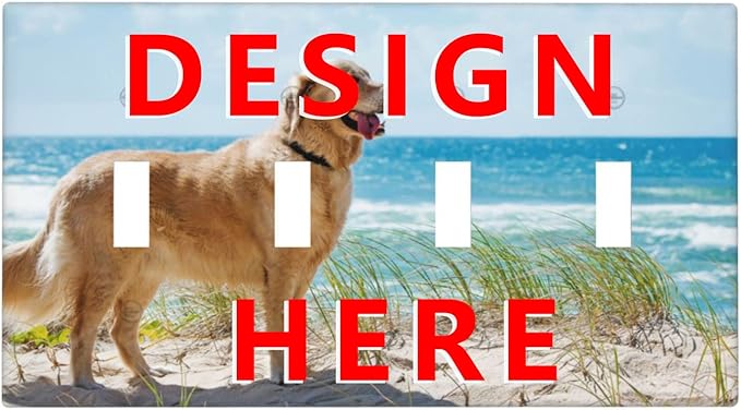 Custom Quad Toggle Light Switch Cover Personalized Your Own 4 Gang Decorative Switch Plates Cover with Picture Logo Text for Bathroom Home Living Room Decor 8 X 4.5 In