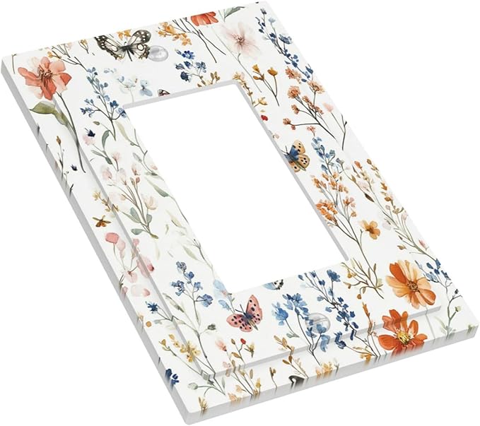 Decorative Outlet Covers Vintage Wildflowers Plants Floral 1 Gang Single Rocker Light Switch Cover Plate Wall Plates Gfci Faceplate For Bed Room Living Room Decor