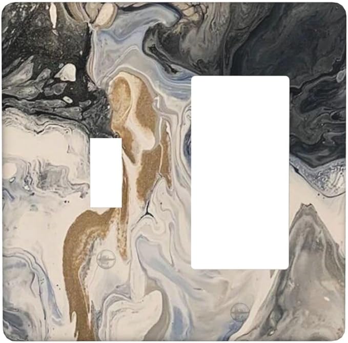 Outlet Covers Black Gold Swirl Fluid Painting Marble 1 Toggle 1 Rocker Combination Decorative Wall Plate Electrical Switch Plates Light Switch Cover Plate For Bathroom Kitchen Decor