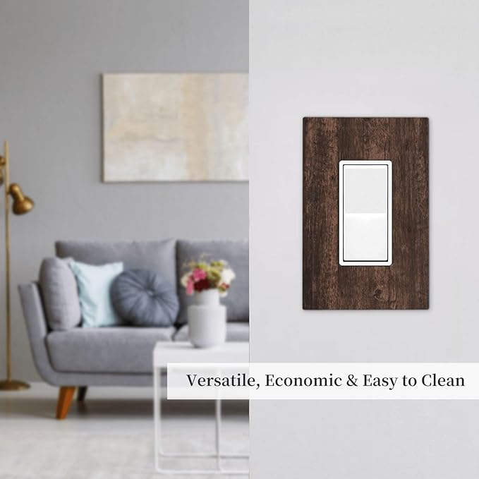 Brown Dark Wood Plank Rustic Vintage Print Decorative Outlet Covers 1 Gang Single Rocker Light Switch Cover Plate Wall Plates GFCI Faceplate for Farmhouse Home Decor
