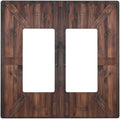 Outlet Covers Rustic Brown Barn Door Retro Wood Plank 2 Gang Wall Plate Double Rocker Light Switch Cover Country Decorative GFCI Receptacle Cover Electrical Switchplate for Home Decor