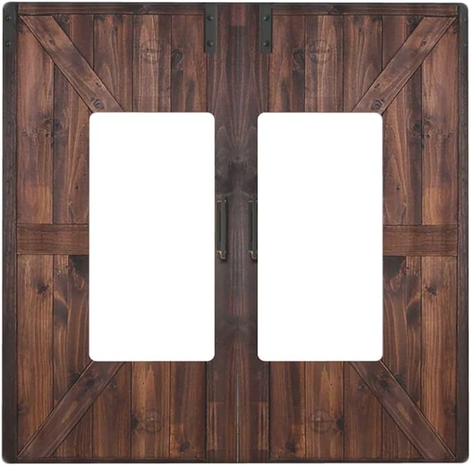 Outlet Covers Rustic Brown Barn Door Retro Wood Plank 2 Gang Wall Plate Double Rocker Light Switch Cover Country Decorative GFCI Receptacle Cover Electrical Switchplate for Home Decor