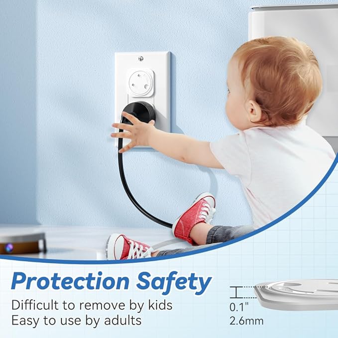 SAFELON 20 Pcs Electrical Safety Plug Socket Covers US, Child Baby Safety Plug Socket Covers for Sockets, Protection Against Electric Shock for Children (White)