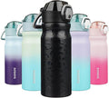 BJPKPK 18oz Insulated Water Bottle with Straw Stainless Steel Double Wall Water Bottles BPA Free Leak Proof Thermal Flask with Lockable Flip Lid and Soft Silicone Spout,Black Leopard