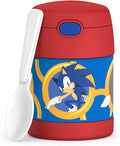 THERMOS FUNTAINER 10 Ounce Stainless Steel Vacuum Insulated Kids Food Jar with Spoon, Sonic the Hedgehog