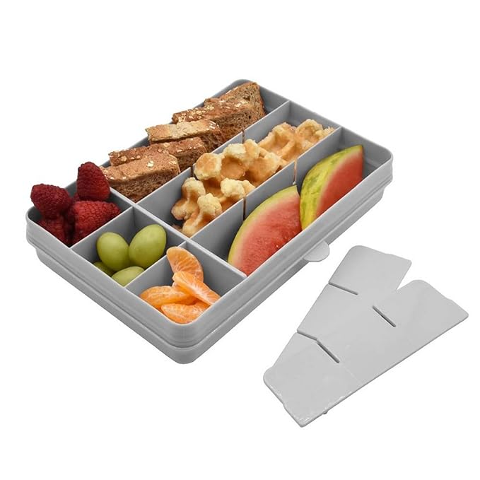 melii Snackle Box |12-Compartment Snack Container with Removable Dividers, BPA-Free Food Storage for Travel, School & On-the-Go Snacks, Kids & Family Organizer (Grey)