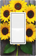 Sunflower Floral Wood 1-Gang Rocker Wall Plate, Yellow Sunflower Switch Plate for Kitchen, Bedroom, Farmhouse & Sunroom