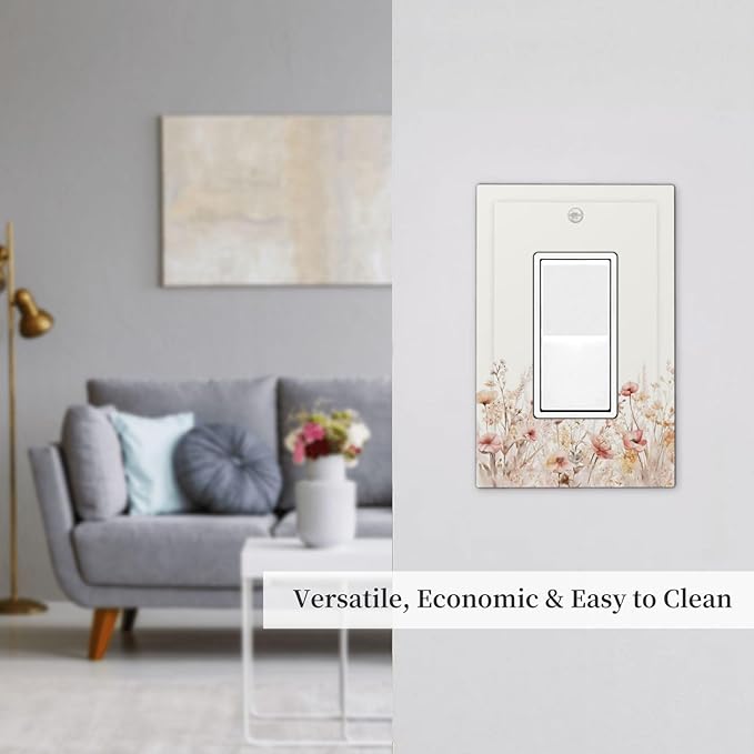 Decorative Outlet Covers Boho Floral Watercolor Flower Pattern 1 Gang Single Rocker Light Switch Cover Plate GFCI Wall Plates Electrical Switch Plate Cover for living Room Home Decor