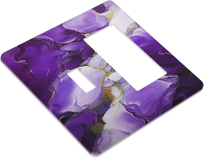 Decorative Outlet Covers Abstract Luxury Purple Gold Marble Textures 2 Gang 1 Gang Wall Plate Cover Single Toggle Rocker Combination Light Switch Cover Plate Jumbo Switch Cover Plate