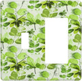 Green Leaves Spring Plant Floral Outlet Covers 1 Toggle 1 Rocker Combination Decorative Wall Plate Electrical Switch Plates Light Switch Cover Plate for Bed Room Living Room Decor