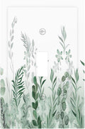 Watercolor Green Leaf Rustic Plant Eucalyptus Flowers Decorative Light Switch Cover 1 Gang Single Toggle Device Electrical Faceplate Switchplates Decorator Outlet Wall Plate for Bed Room Living Room