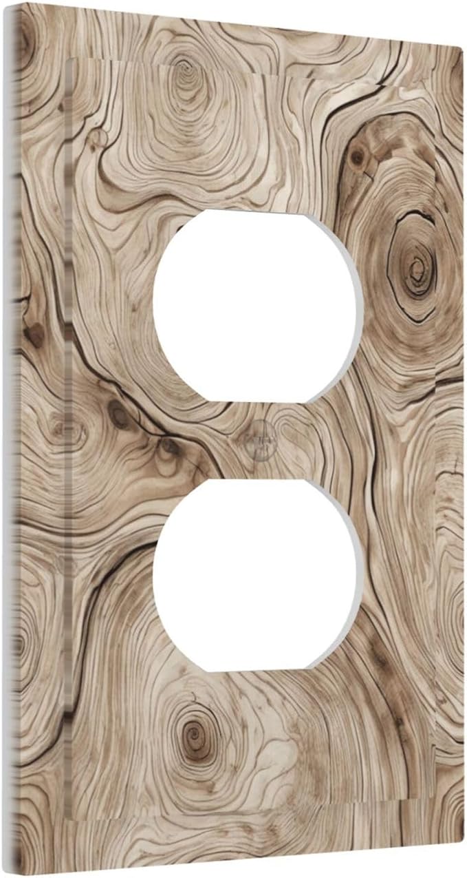 Tree Annual Rings Burl Texture Brown Wood Grain Print Outlet Covers 1 Gang Duplex Light Switch Cover Decorative Switch Plates Electrical Receptacle Faceplate Wall Plate for Farmhouse Bedroom Decor