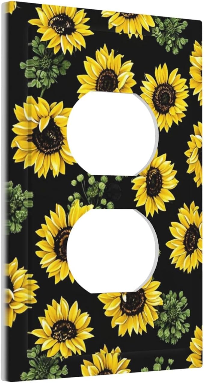 Outlet Covers Floral Sunflower Plants Flowers 1 Gang Duplex Light Switch Cover Decorative Switch Plates Electrical Receptacle Faceplate Wall Plate For Bed Room Farmhouse Decor