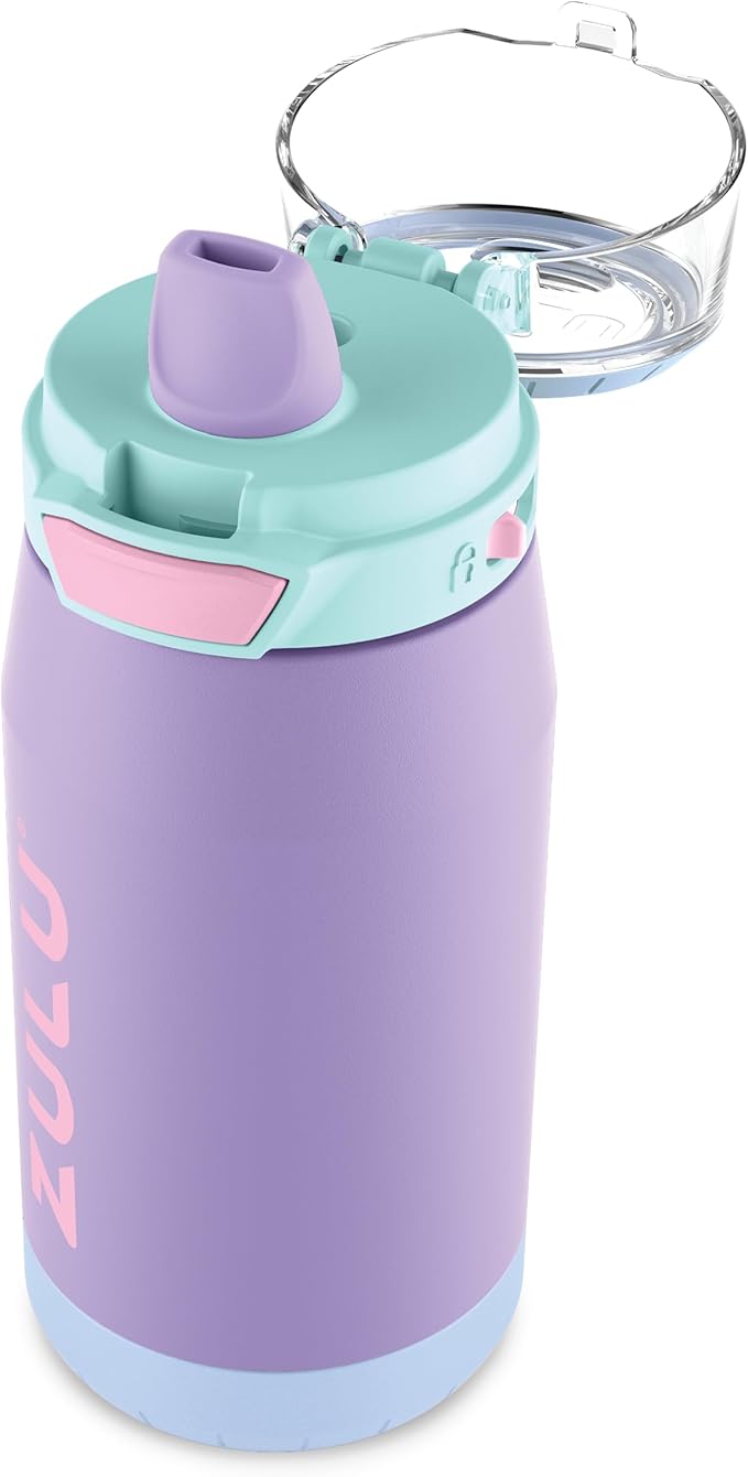 ZULU Kids Flex 12oz Stainless Steel Insulated Water Bottle, Toddler Cup with Silicone Spout, Leak-Proof Locking Flip Lid and Carry Loop for School Backpack, Lunchbox, and Outdoor Sports, Sugar Fairy