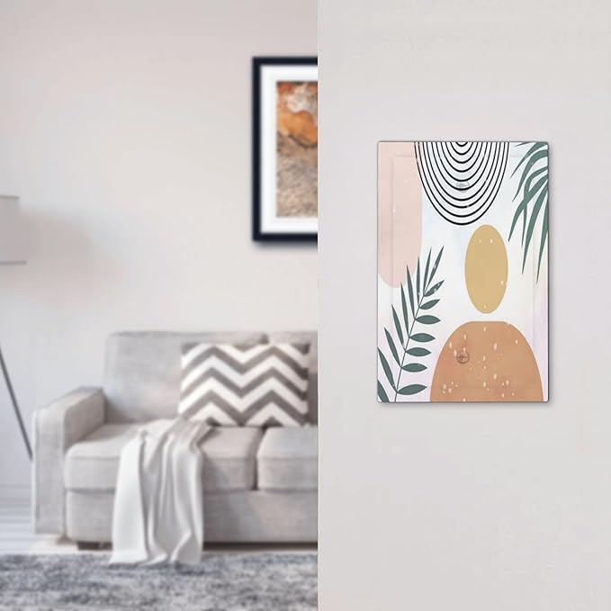 Light Switch Cover Plate Boho Mid Century Sun Leaves Wall Plate Cover 1 Gang Abstract Leaf Arch Blank No Device Decorative Outlet Covers Electrical Switchplate for Bathroom Home Decor