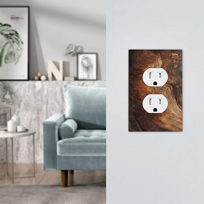 Natural Wood Grain Texture Old Tree Trunk Print Outlet Covers 1 Gang Duplex Light Switch Cover Decorative Switch Plates Electrical Receptacle Faceplate Wall Plate for Farmhouse Home Decor