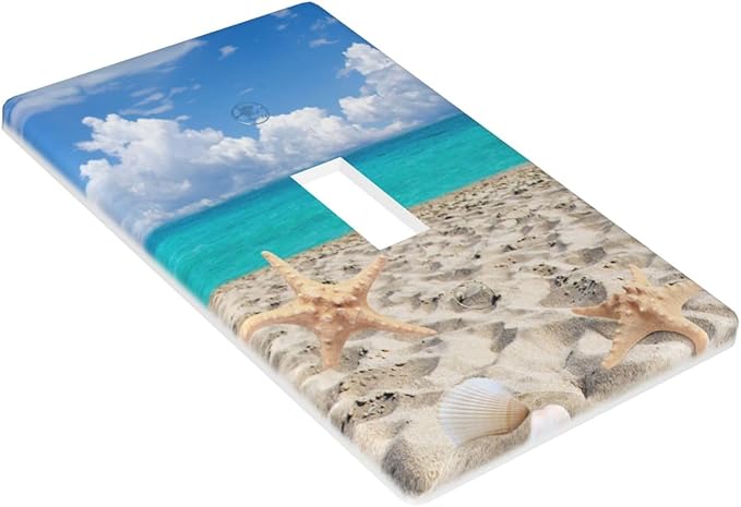 Beach Blue Ocean Light Switch Cover Plates Decorative Single Toggle Wall Plate, 1 Gang Lightswitch Cover