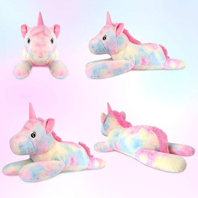 SuzziPals 43 inch Giant Unicorn Stuffed Animal, Lifelike Giant Plush Unicorn Toys for Stress Relief & Companion, Soft Big Stuffed Animals, Rainbow Unicorns Big Plushies Gifts for Kids Adults