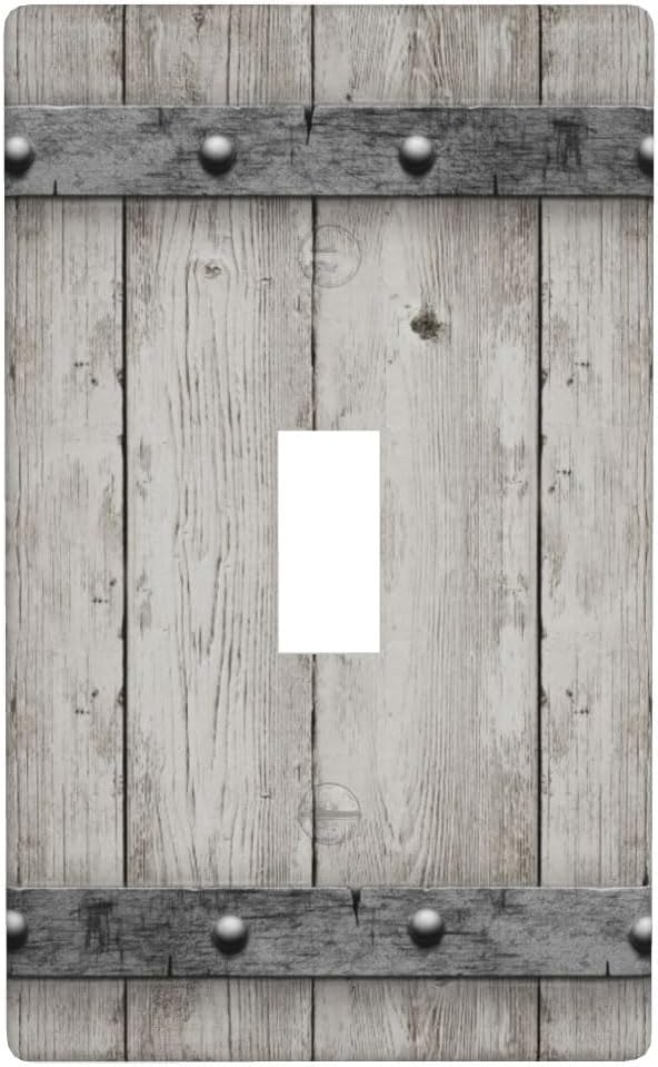 Rustic Cabin Wooden Texture 1-Gang Toggle Light Switch Plate, Gray Vintage Wood Wall Plate for Cabin, Lodge, Farmhouse & Bedroom