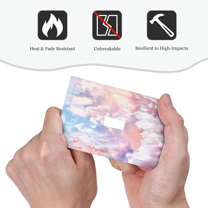 Colorful Abstract Clouds Light Switch Plate Cover 1 Gang Single Toggle Wall Plates Art Decorative Switchplate Outlet Covers Electrical Faceplate for Bedroom Bathroom Kitchen Decor