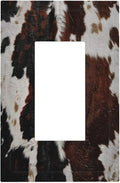 Cowhide Print Abstract Animal Fur Rustic Decorative Outlet Covers 1 Gang Single Rocker Light Switch Cover Plate Wall Plates GFCI Faceplate for Farmhouse Home Decor