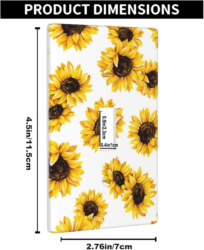 Sunflowers 1 Gang Light Switch Cover Yellow Floral Flowers White Single Toggle Wall Plate Electrical Switchplate Decorative Faceplate for Home & Office 4.5 x 2.76 Inch