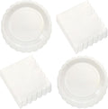 CHUNNIN 50Pcs Cream Scalloped Party Paper Plates and Napkins Scalloped Dessert Plates Birthday Party Decorations Shell Edge Disposable Tableware Set Serves 25 Guest Baby Shower Wedding Supplies